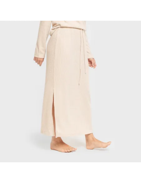 Saia midi canelada feminina roupa-para-estar-por-casa