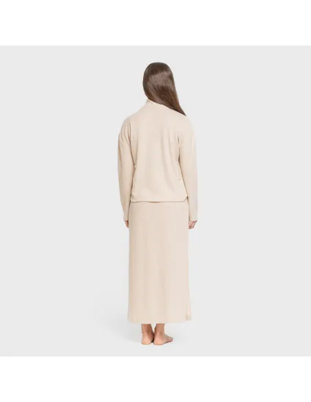 Saia midi canelada feminina roupa-para-estar-por-casa