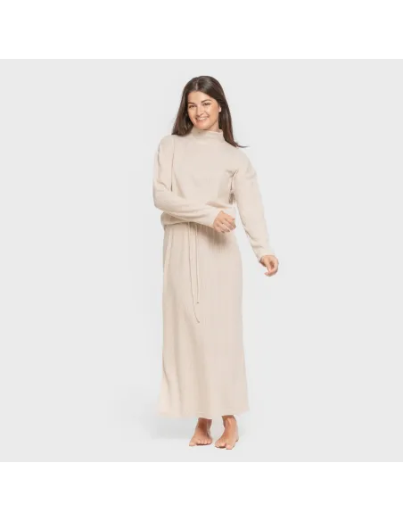 Saia midi canelada feminina roupa-para-estar-por-casa