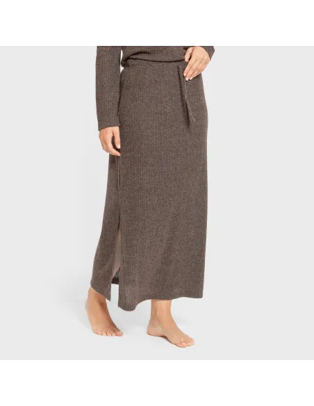 Saia midi canelada feminina roupa-para-estar-por-casa
