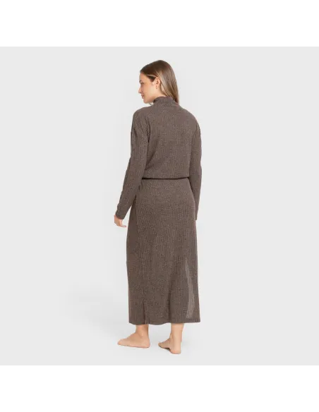 Saia midi canelada feminina roupa-para-estar-por-casa