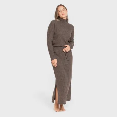 Saia midi canelada feminina roupa-para-estar-por-casa