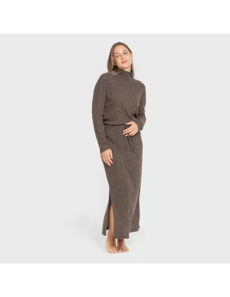 Saia midi canelada feminina roupa-para-estar-por-casa