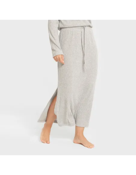 Saia midi canelada feminina roupa-para-estar-por-casa