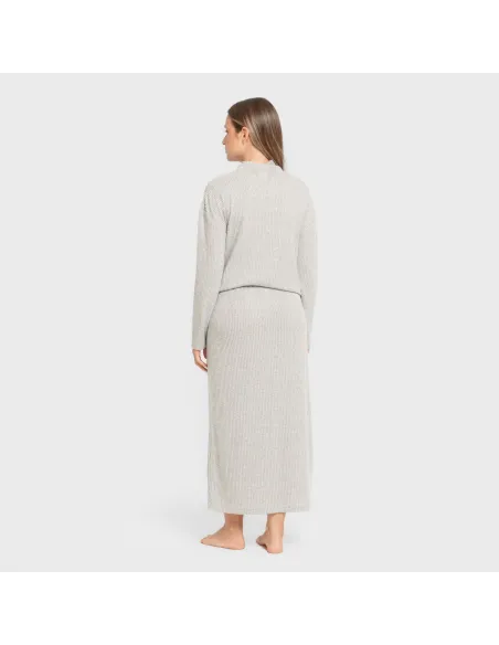 Saia midi canelada feminina roupa-para-estar-por-casa