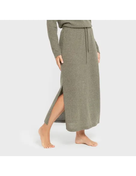 Saia midi canelada feminina roupa-para-estar-por-casa