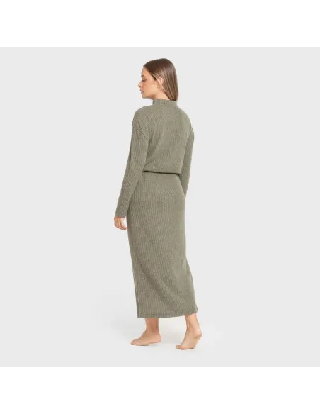 Saia midi canelada feminina roupa-para-estar-por-casa