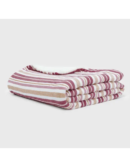 Manta sherpa Raya Calendula malva rosa mantas-sherpa