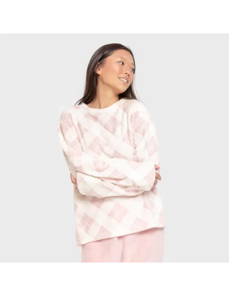 Pijama coral Cuadro Guima rosa pijama-inverno-mulher