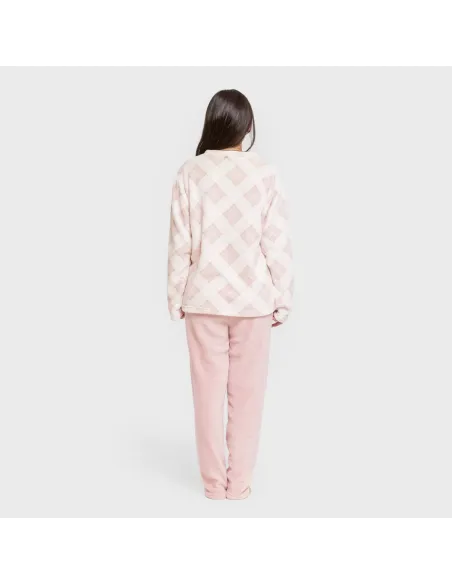 Pijama coral Cuadro Guima rosa pijama-inverno-mulher