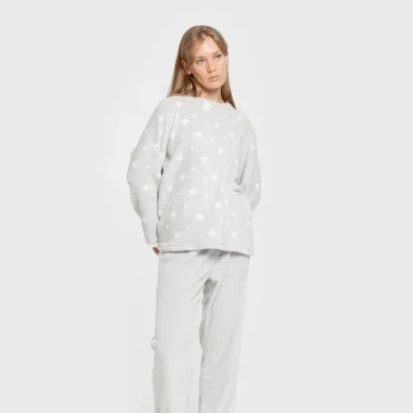 Pijama coral Cosmo cinza pérola pijama-inverno-mulher