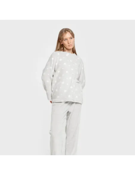 Pijama coral Cosmo cinza pérola pijama-inverno-mulher