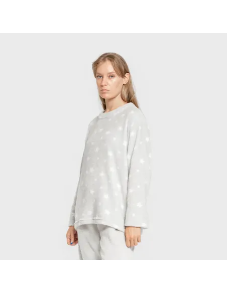 Pijama coral Cosmo cinza pérola pijama-inverno-mulher
