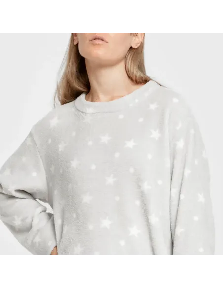 Pijama coral Cosmo cinza pérola pijama-inverno-mulher