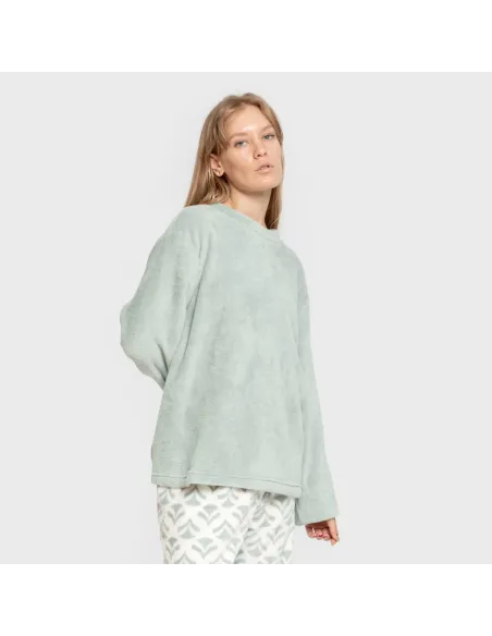 Pijama coral Etea verde tiffany pijama-inverno-mulher