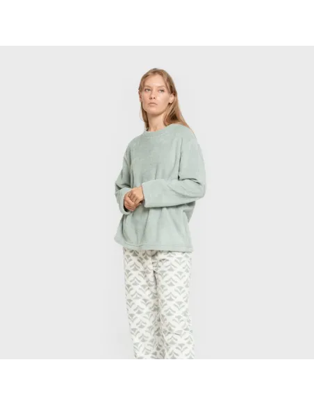 Pijama coral Etea verde tiffany pijama-inverno-mulher