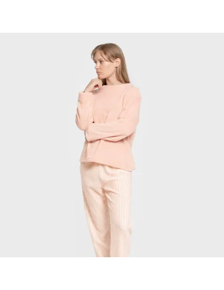 Pijama coral Raya Paloma pêssego pijama-inverno-mulher
