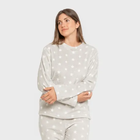 Pijama coral Vitalidad cinza pérola pijama-inverno-mulher