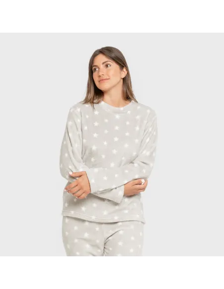 Pijama coral Vitalidad cinza pérola pijama-inverno-mulher