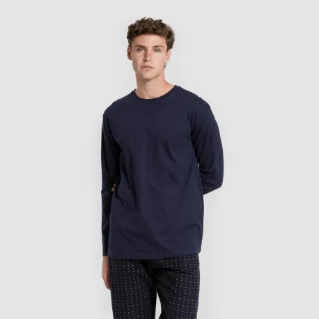 Pijama homem franela Monclova azul marinho pijamas-compridos-homem