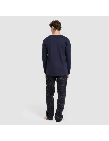 Pijama homem franela Monclova azul marinho pijamas-compridos-homem