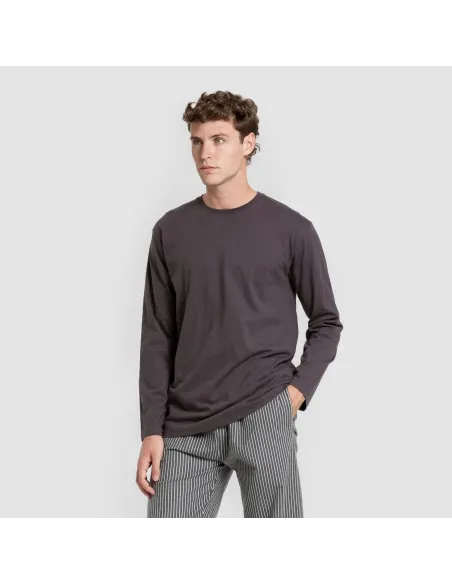 Pijama homem franela Raya Derek cinza marengo pijamas-compridos-homem