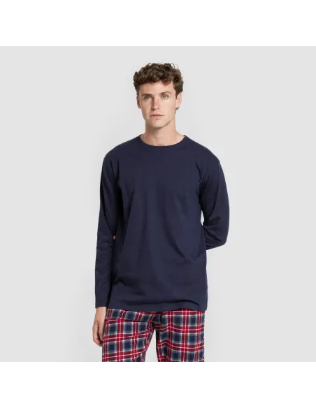 Pijama homem franela Cuadro Tuc  azul marinho pijamas-compridos-homem