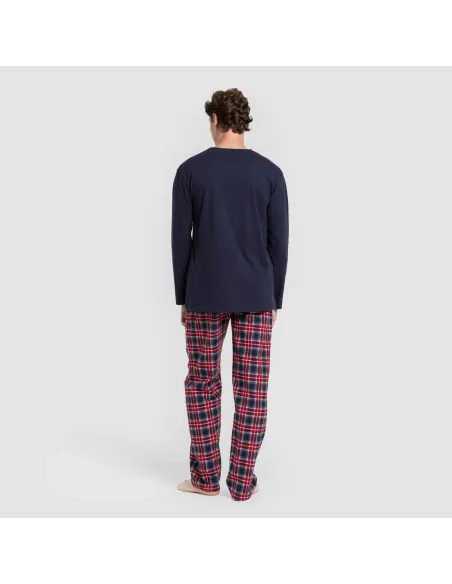 Pijama homem franela Cuadro Tuc  azul marinho pijamas-compridos-homem