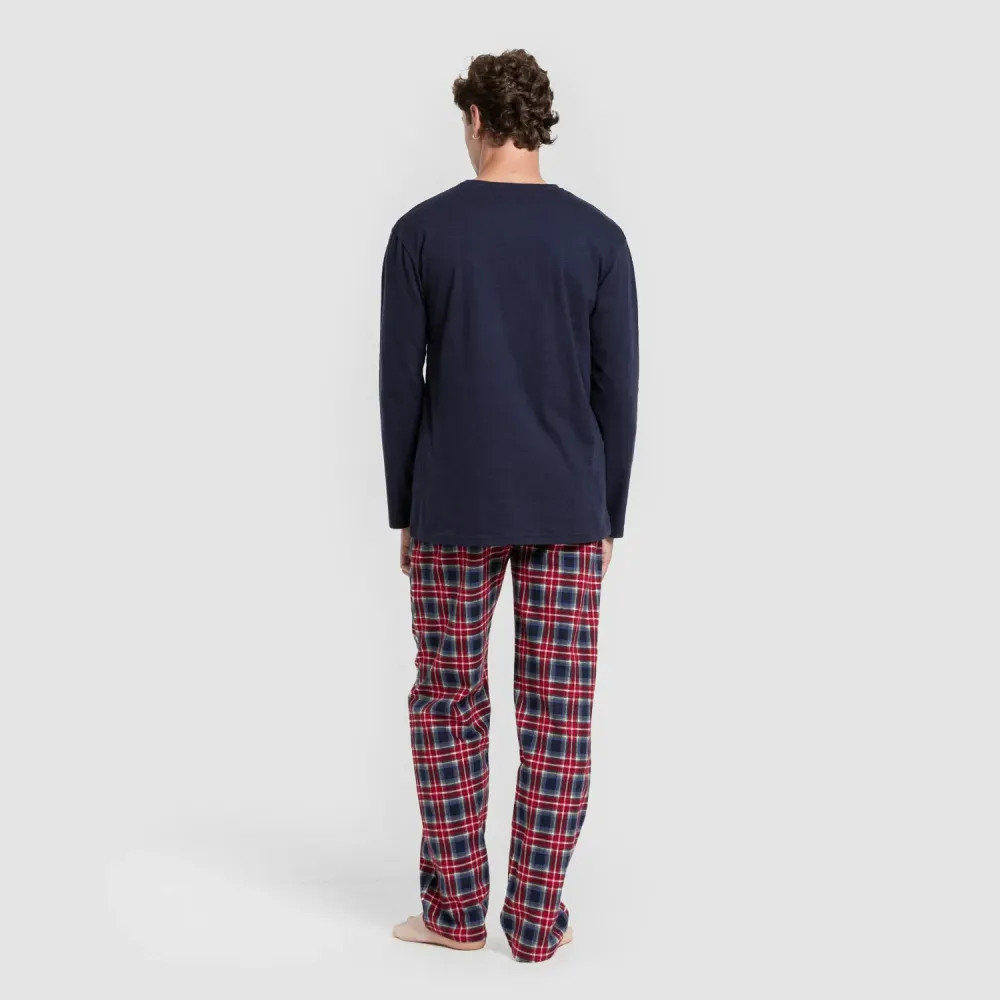 Pijama homem franela Cuadro Tuc  azul marinho pijamas-compridos-homem