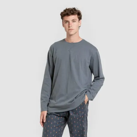 Pijama homem franela Pelayo verde azulado pijamas-compridos-homem