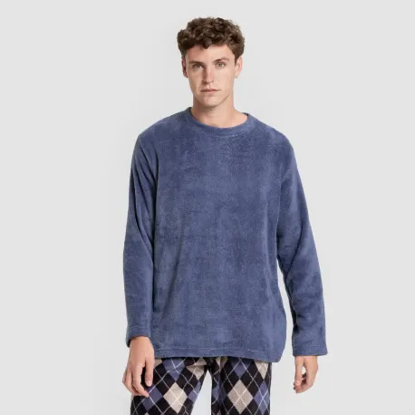 Pijama coral homem Cuadro Roldan azul pijamas-compridos-homem