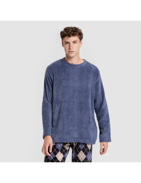 Pijama coral homem Cuadro Roldan azul pijamas-compridos-homem