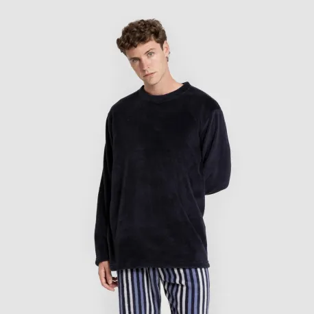 Pijama coral homem Raya Vinicius azul marinho pijamas-compridos-homem