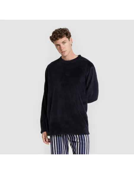 Pijama coral homem Raya Vinicius azul marinho pijamas-compridos-homem