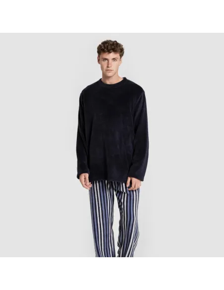 Pijama coral homem Raya Vinicius azul marinho pijamas-compridos-homem