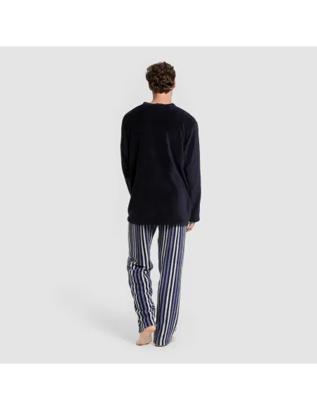 Pijama coral homem Raya Vinicius azul marinho pijamas-compridos-homem