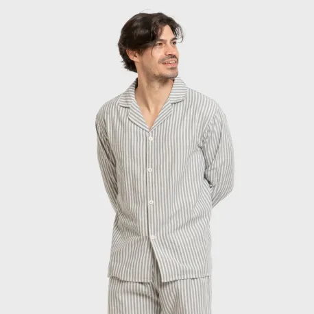 Pijama franela com lapela homem Raya Ceballos verde pijamas-compridos-homem