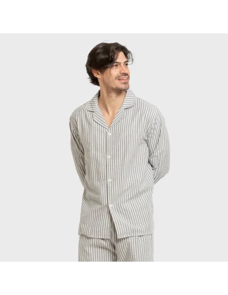 Pijama franela com lapela homem Raya Ceballos verde pijamas-compridos-homem