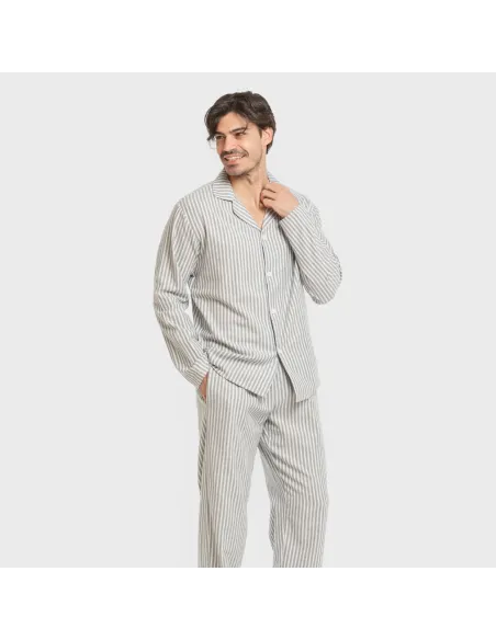 Pijama franela com lapela homem Raya Ceballos verde pijamas-compridos-homem