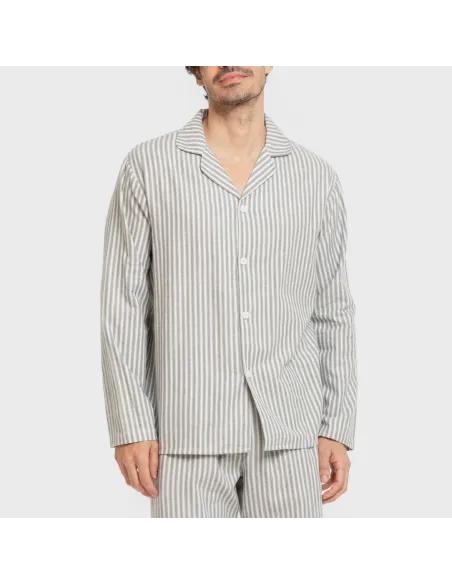 Pijama franela com lapela homem Raya Ceballos verde pijamas-compridos-homem