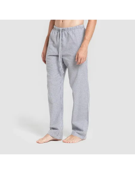 Pijama franela com lapela homem Cuadro Saul azul pijamas-compridos-homem