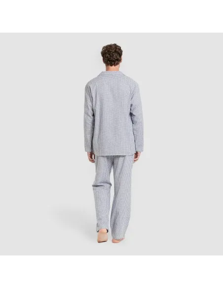 Pijama franela com lapela homem Cuadro Saul azul pijamas-compridos-homem