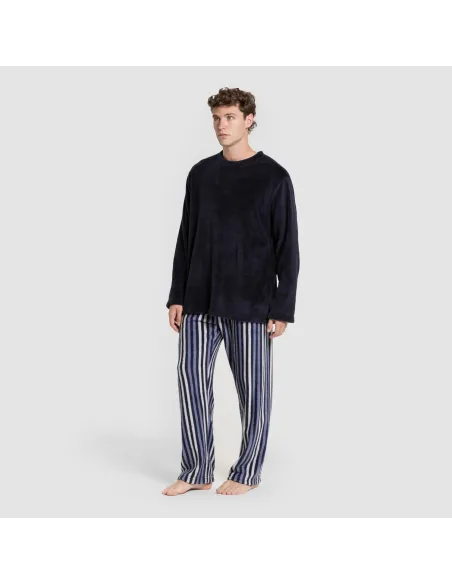Pijama coral homem Raya Vinicius azul marinho pijamas-compridos-homem
