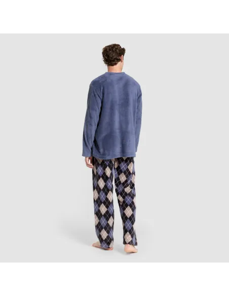 Pijama coral homem Cuadro Roldan azul pijamas-compridos-homem