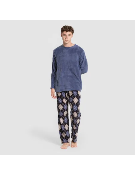 Pijama coral homem Cuadro Roldan azul pijamas-compridos-homem