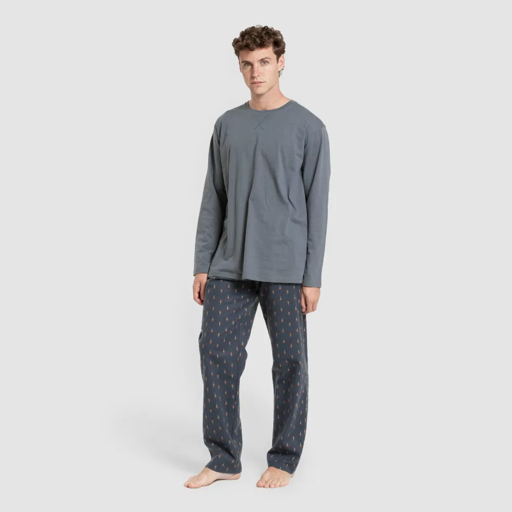 Pijama homem franela Pelayo verde azulado pijamas-compridos-homem