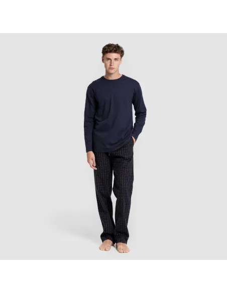 Pijama homem franela Monclova azul marinho pijamas-compridos-homem