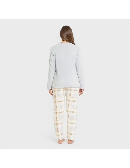 Pijama coral Cuadro Noric celeste pijama-inverno-mulher