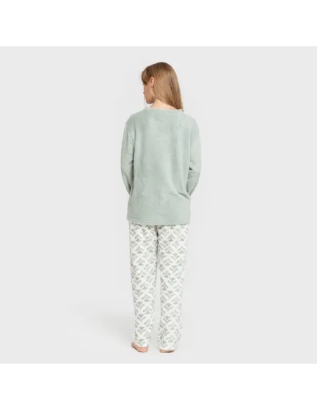 Pijama coral Etea verde tiffany pijama-inverno-mulher