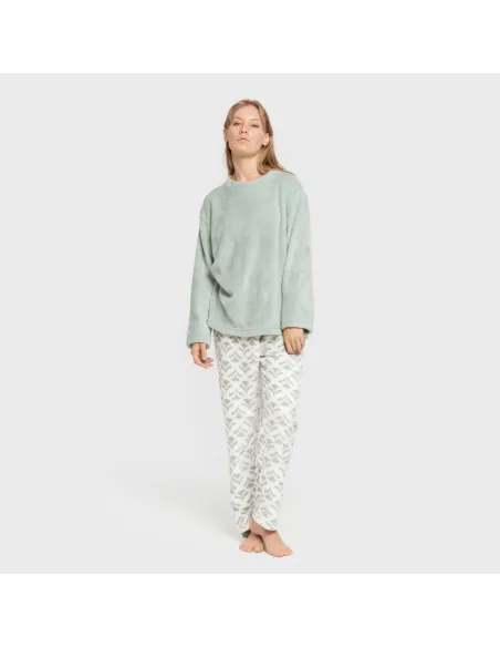 Pijama coral Etea verde tiffany pijama-inverno-mulher